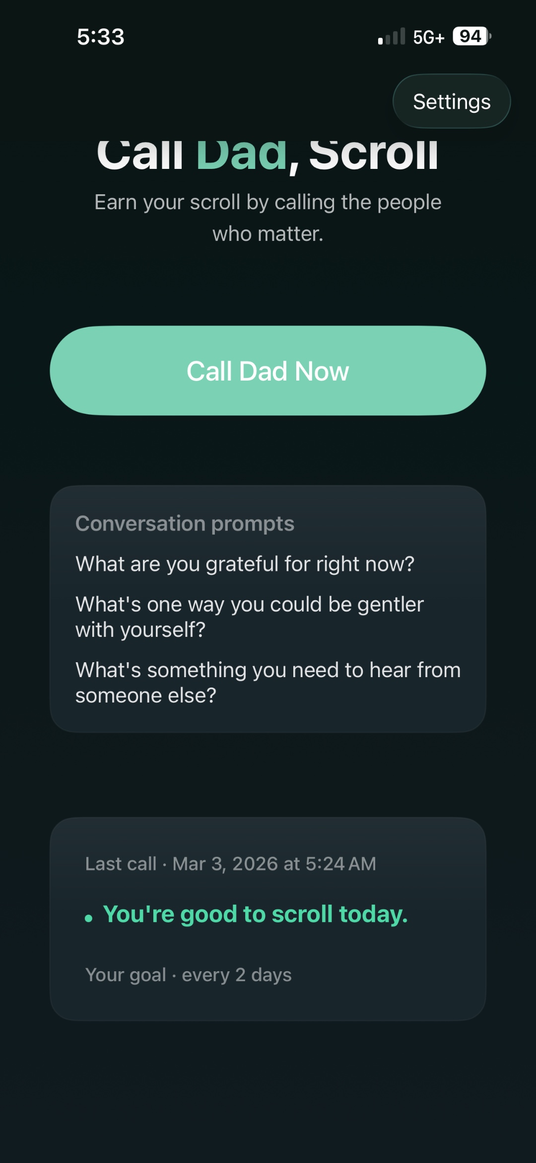 Call Scroll unlocked screen